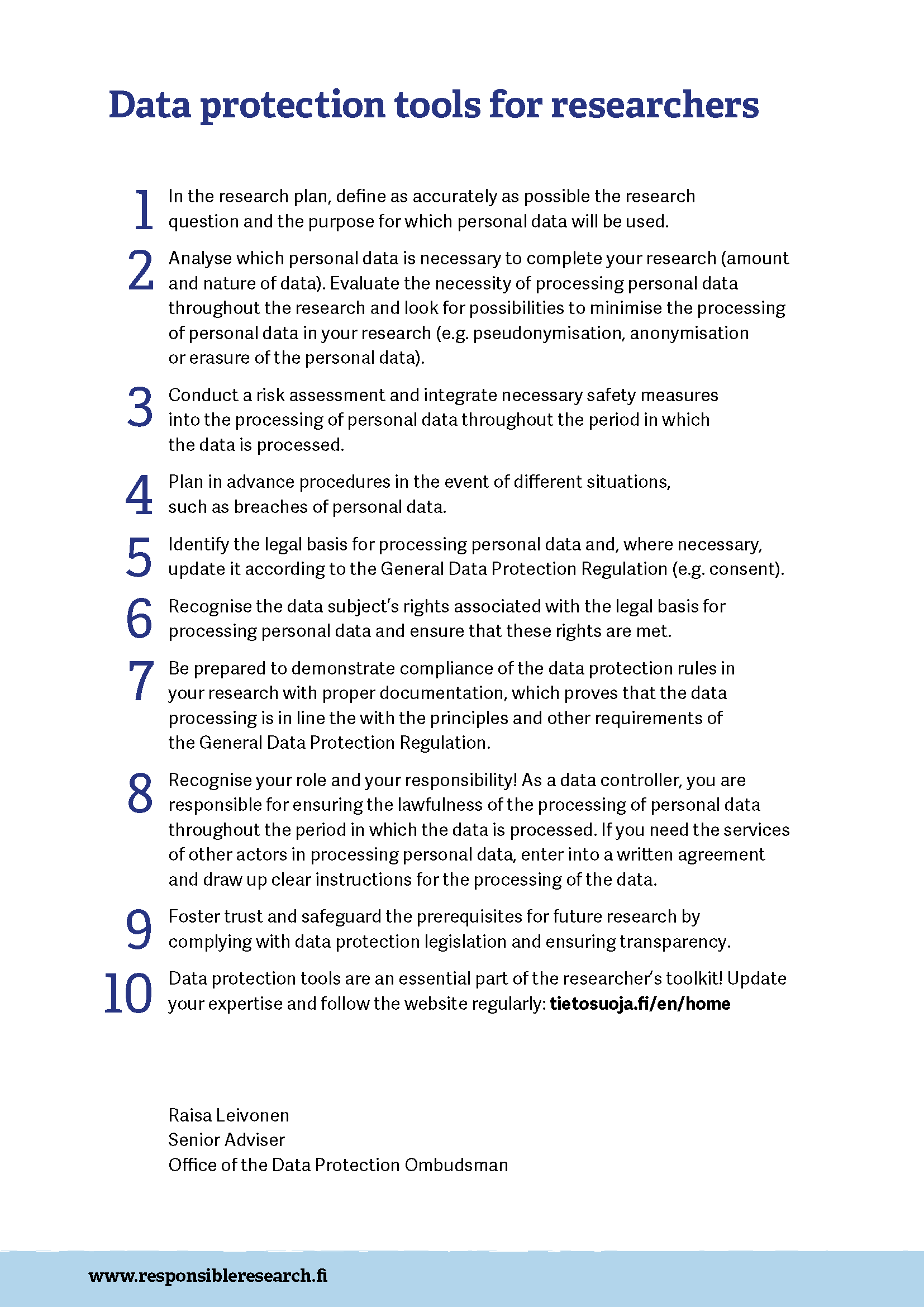 Data protection tools for researchers